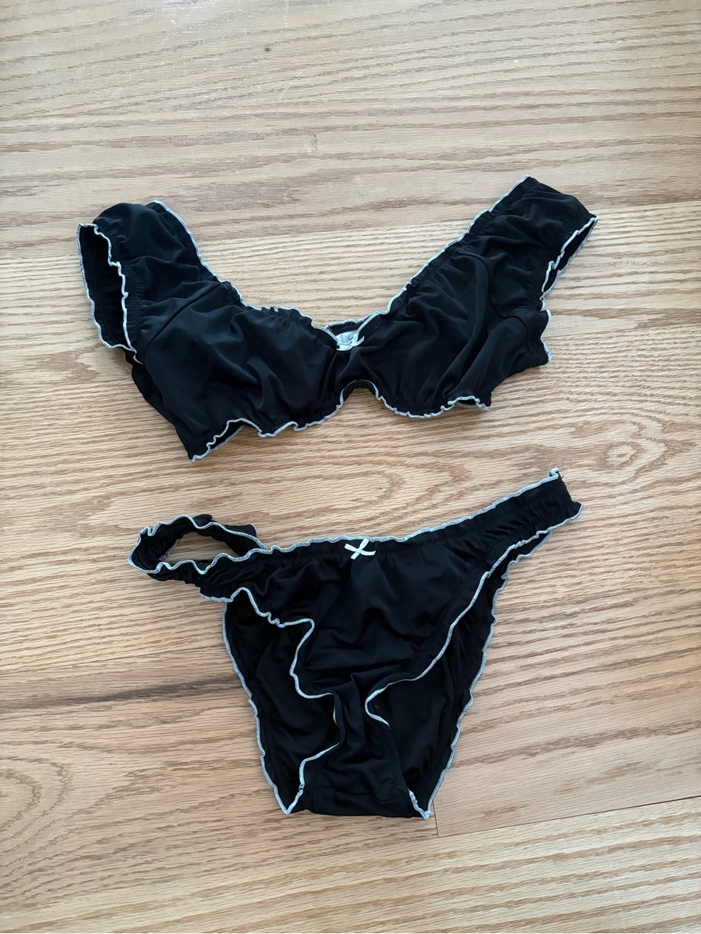 Black Bikini Set with White Trim